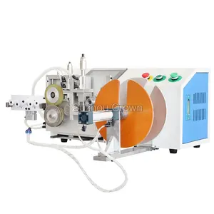 Automatic flat tape / cable meter recording cutting winding and tape wrapping machine