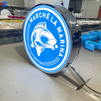 Enseigne lumineuse circulaire en acier inoxydable avec logo personnalisé pour la publicité extérieure des commerces