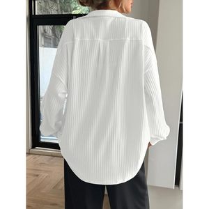 Suéter de punto acanalado de manga larga con cuello en V profundo y cuello tipo polo para mujer, estilo casual y suave - Product Image 5