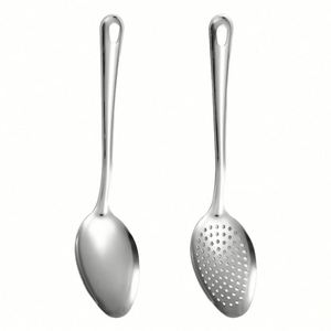 Juego de 2 piezas de espátulas y cucharas de servir de acero inoxidable ecológicas Kitchen Master para sopa, buffet de hotel, con mango largo, al por mayor - Product Image 4