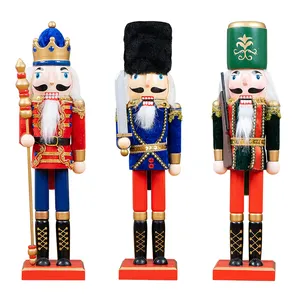 Wholesale Factory Classical 38cm 15'' Indoor Custom Wooden Christmas Nutcracker Soldier For Xmas Home Decoration