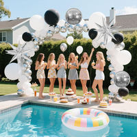 Ballons de fête rétro disco en mylar chromé noir argenté métallisé, décoration sur le thème des années 70 et 80, réveillon du Nouvel An
