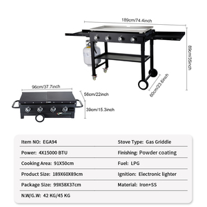 Grille chauffante extérieure à dessus plat Propane avec couvercle ajusté pour la cuisson en plein air <span class=keywords><strong>Grande</strong></span> surface de cuisson 705sq in - Product Image 6