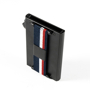 Casekey Custom Logo Ultra-thin Rfid Blocking Aluminum Pop up Credit Card Holder Slim Mini <b>Metal</b> <b>Wallet</b> with Elastic Band - Product Image 4