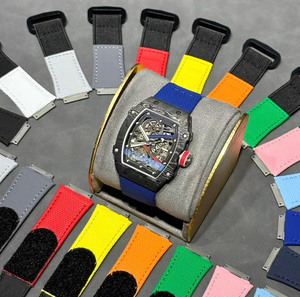 6702 Carbon Fiber Ultra-Thin 7.8mm Tourbillon <b>Skeleton</b> <b>Automatic</b> <b>Watch</b>, Bright Nylon Strap, Extra Strap and Gift Box Included - Product Image 4