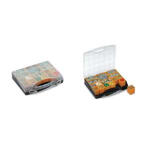 Caja organizadora de herramientas con tapa, 30x26x5.5 cm, 16 bandejas, negra y naranja, para piezas pequeñas y ferretería - Product Image 1