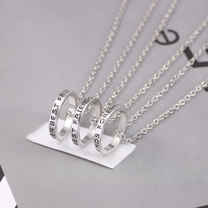 Colliers pendentifs Jietao personnalisés en acier inoxydable plaqué or 18 carats, 3 pièces, <span class=keywords><strong>pour</strong></span> meilleures amies, gravables, bijoux circulaires vierges - Product Image 3