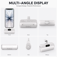 Mini batterie externe 22,5 W 5000 mAh avec support intégré, mains libres, design compact et léger, écran LCD, entrée/sortie Type-C