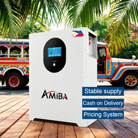 AMIBA 51.2V 100Ah LiFePO4 5kWh Batería de Litio Montada en Pared Powerwall Sistema de Almacenamiento de Energía Solar para el Hogar Smart BMS 10000+ Ciclos