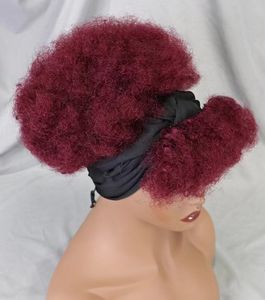 Pas cher Court Coupe Pixie Bouclés Brésiliens Remy Cheveux Perruques pour les Femmes Full Machine Made avec Non Transparent Dentelle Colorée Headbang Perruque - Product Image 3