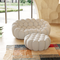 VOXHOME US Dropshipping Nordisches Gebogenes 3D-Wabennetz-Stoff Hellgraues Bubble-Sofa 4-Sitzer Fußball-Sofa Couch