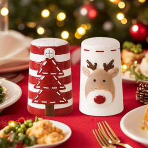 Novedades 2026, Utensilios de Cerámica para Hierbas y Especias, Organizador de Cocina con Diseño de Alces, Árboles de Navidad y Salero - Product Image 2