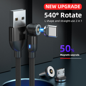 Cable de carga magnético 3 en 1 con forma de L giratorio de 540 grados, accesorios para teléfono 2.4A, Cable de nailon, <span class=keywords><strong>cargador</strong></span> USB para <span class=keywords><strong>Android</strong></span> e IPH - Product Image 3