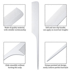 Pettine in alluminio per capelli da barbiere in metallo pettine per denti fini e larghi - Product Image 6