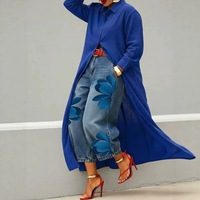 Ensemble pantalon et haut long 2 pièces décontracté en polyester et élasthanne à motif imprimé, style transfrontalier euro-américain, pour femme, collection 2026