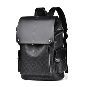ChuongKaiye Men's <b>Backpack</b> 16-Inch Laptop Bag <b>Large</b> Capacity Casual Business Travel <b>Backpack</b> With Letter Pattern PVC Material - Product Image 1