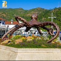 Sculpture de pieuvre en bronze de grande taille RELONG pour la décoration de parc, art moderne, statue d'animal en métal à vendre