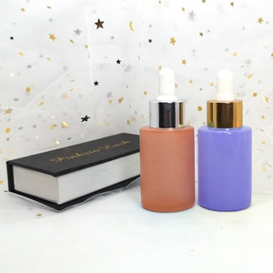 Emballage de sérum cosmétique personnalisé de luxe couleur perle blanche, flacon compte-gouttes en verre de 30 ml (1 oz) avec bouchons compte-gouttes roses - Product Image 4