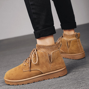 Men Winter Snow Boots <b>Ankle</b> Round Toe Faux Suede Fur Lining Rubber Outsole Anti Slip Warm EVA Midsole - Product Image 4