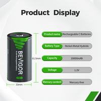 BEVIGOR baterai berkapasitas tinggi 2 ukuran D 10000mah baterai Nimh 1.2v R20 ukuran sel D 1.2v Nimh baterai isi ulang D