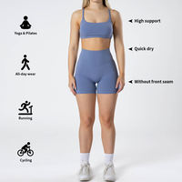 Ensemble de vêtements de sport personnalisés avec logo pour femmes : soutien-gorge de sport à maintien élevé, legging confortable et short de yoga