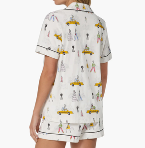 Conjunto de Pijama Corto Clásico <span class=keywords><strong>para</strong></span> Mujer, Estampado Elegante, <span class=keywords><strong>Ropa</strong></span> de Dormir Femenina, Conjunto de 2 Piezas, Pijama <span class=keywords><strong>para</strong></span> Mujer - Product Image 4