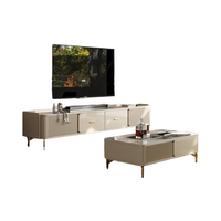 Ensemble table basse moderne de luxe carrée avec dessus en bois et marbre pour salon multifonction maison avec tiroirs meubles canapé design décor