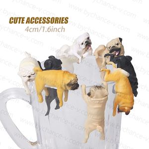 DIY drôle chiot accessoires multiples poses bouledogue français figurine en plastique jouet pour tasses jante décoration petit cadeau pour les amoureux des chiens - Product Image 1