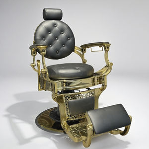 Antik stil berber mobilya altın çerçeve püsküllü deri saç şekillendirici sandalye lüks ayarlanabilir ağır Salon berber koltuğu - Product Image 1