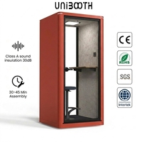 UNIBOOTH Cabine de réunion de luxe insonorisée 30 dB, ignifuge ISO 23351 ASTM-E84, à montage rapide pour bureaux ouverts et bibliothèques, OEM ODM