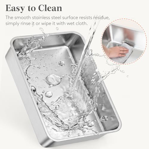 Nueva Tendencia: Arenero de Acero Inoxidable Extra Grande con Diseño de Cola de Gato y Bordes Altos - Product Image 3