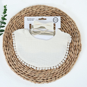 Pur coton bébé bavoir bandeau ensemble couleurs unies ensemble bébé Bandana bave bavoirs pour la dentition et la bave - Product Image 4