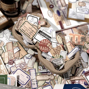 200 feuilles/paquet étiquette première série étiquette bâton sac en papier rétro fond Collage décoration carnet Message autocollants 5 modèles - Product Image 1