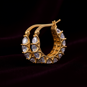 Pendientes de Aro de Lujo con Baño de Oro de 18K y Cristales de Estrás, Diseño Geométrico para Mujer, Uso Diario - Product Image 2