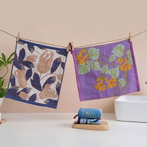 Serviette de cuisine et torchon à vaisselle en gaze de coton jacquard brodée à quatre couches avec motif décoratif - Product Image 4