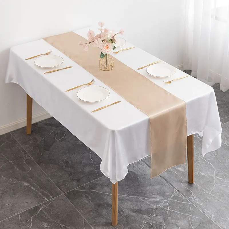 Décorations de table de mariage Chemin de table en polyester satiné bleu marine