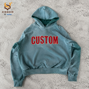 Sweat à capuche pour homme surdimensionné, style streetwear, avec patch brodé motif personnalisé, effet délavé à l'acide et effet soleil, en tissu épais - Product Image 1