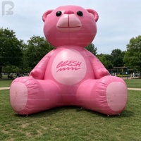 Ours en peluche géant gonflable rose personnalisé avec logo, modèle publicitaire gonflable pour festival de musique/scène/activation de marque/fête