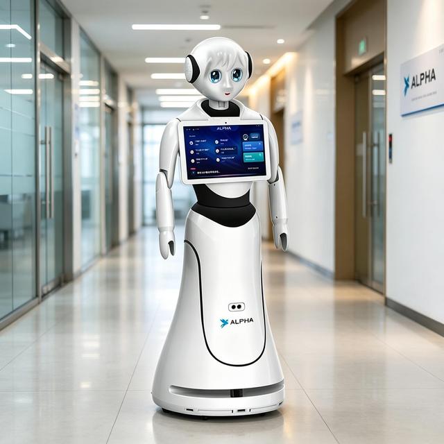 13.3 Inch Touch Screen Multi Language Voice OEM Humanoid Alice AI Reception Guide Robot
