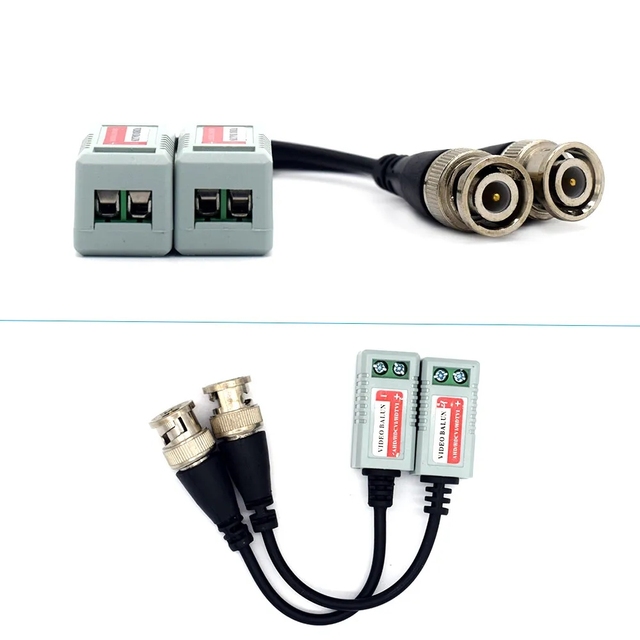 Passive BNC Head Analog 1080P AHD CVI TVI Video Balun Plastic Twisted Pair Transmitter for CCTV Surveillance Camera Monitor