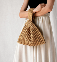 Sac Nœud en Raphia de Créateur, Sac d'Été, Pochette de Poignet en Paille, Sacs à Main en Raphia