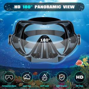 Masque de plongée et tuba en verre trempé certifié, ensemble de 3 pièces, palmes entièrement sèches, tuba respirant réglable, palmes ajustables pour adultes - Product Image 5