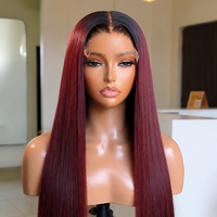 Cabello Virgen 1B/99j, Cabello Humano Vietnamita 100% Lujoso y Largo, Liso Natural, Cutícula Alineada, HD para Peluca con Cierre de Encaje Frontal, Sin Pegamento
