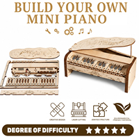 Piano Jouable en Bois 3D, Puzzle Électronique Rechargeable de Plus de 280 Pièces, Modèle de Clavier, Kit STEM, Jouet Piano Électronique en Bois 3D