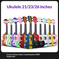 Ukulélés acoustiques en bois à cordes en nylon 4 cordes pour débutants, 21/23/26 pouces, boîte en papier kraft, directement de l'usine du Guangdong