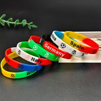 Pulsera de Silicona con Bandera de Fútbol, Brazalete con Bandera Mundial para Partidos Internacionales, Personalizable