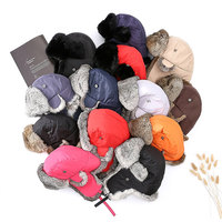 Sombrero de Aviador de estilo ruso de invierno para hombres y mujeres engrosado y cálido con auténtico sombrero de piloto de piel de conejo