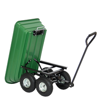 TC2145 Camion à benne basculante à 4 roues à structure fermée Chariot à pelouse en poly avec caisse en plastique Chariots à outils de jardin