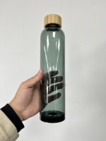 Gobelet à thé en verre transparent épais de qualité supérieure, bouteille d'eau durable, noir, logo personnalisé, portable, grand volume