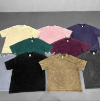 Kaos Vintage YOUMI 2025 untuk Pria 275gsm Lengan Pendek Acid Washed Jahitan Crop 100% Katun Desain Polos Trendi Baru